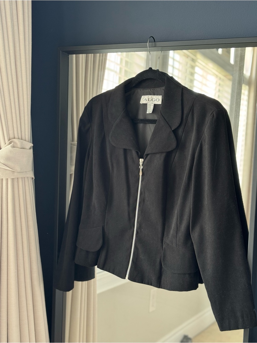 Black Zip-Front Tailored Blazer